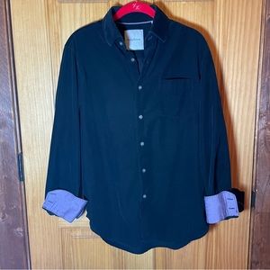 Men’s Size S Vintage Tommy Bahama Corduroy Black Purple Tropical Cuff Shirt